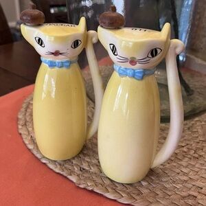 Vintage Lipper Mann Cat Oil & Vinegar Decanter Set